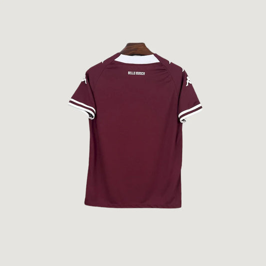 Maillot de foot bordeaux pour homme, dos avec liserés blancs sur manches, style sportif