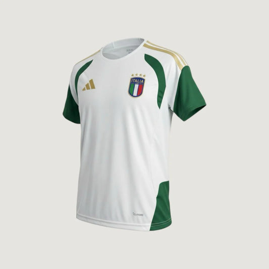 Italie – Maillot Pré-Match Coupe du Monde 2026 (Tiro) – Blanc, Vert, Or Ma boutique