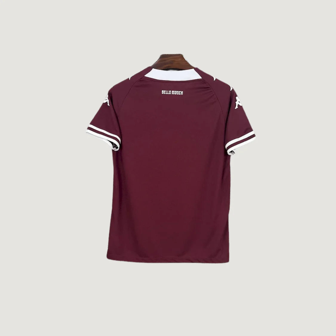 Maillot de foot bordeaux pour homme, dos avec liserés blancs sur manches, style sportif