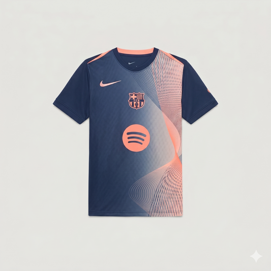 FC Barcelone – Maillot Pre-Match 25/26 – Bleu Marine, Orange Ma boutique