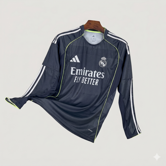 Real Madrid – Maillot Extérieur 2025/26 – Noir (Manches Longues) Ma boutique