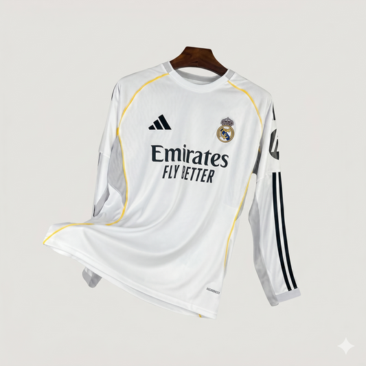 Real Madrid – Maillot Domicile 25/26 – Blanc (Manches Longues) Ma boutique